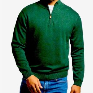 J. CREW Men’s XXL Green 1/4 Zip Sweater • 100% Premium Lambswool • Brand New